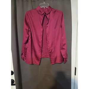 Emily La Blouse Pink Blouse, Pleated Satin Top, Women's Size‎ 8, Elegant Top